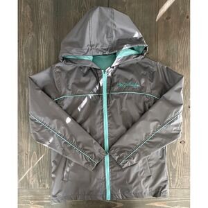 Prairie Mountain Yellowstone Hooded Rain Teal Gray Full Zip Jacket Womens Size L